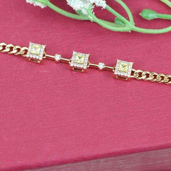 "Elegant Rose Gold Bracelet with Green Stone Accents, XPBL0841 - Picture 4 of 13